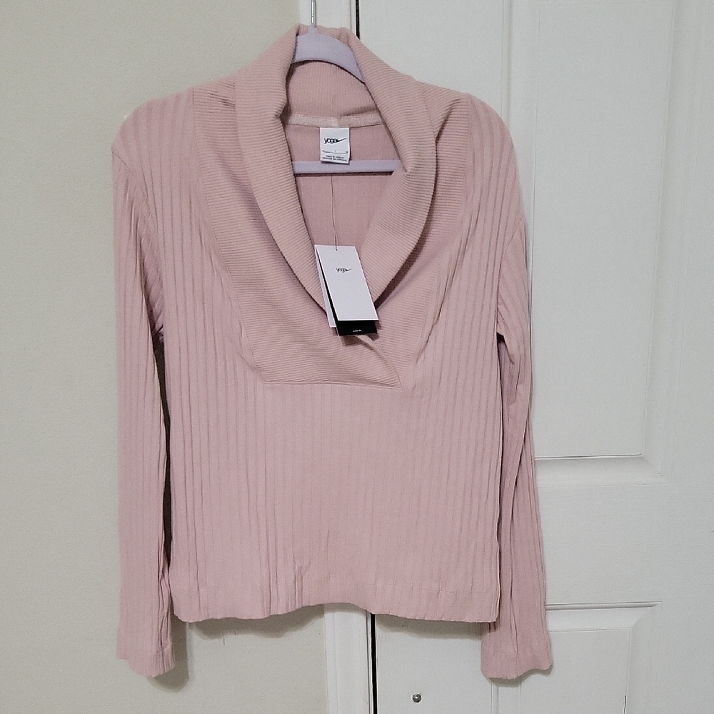 Nike Pink Ribbed Sweater with Shawl Collar